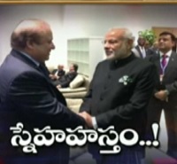 Modi shake hands with Pak President Nawaz Sharif @ COP-2015 summit