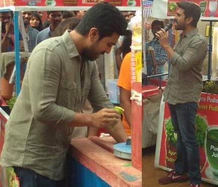 Ram Charan Selling Ice Creame and Soda for Memu Saitham – Photos