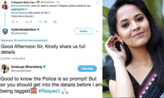 Anasuya Satires On Hyd Police For Tagging Her!!